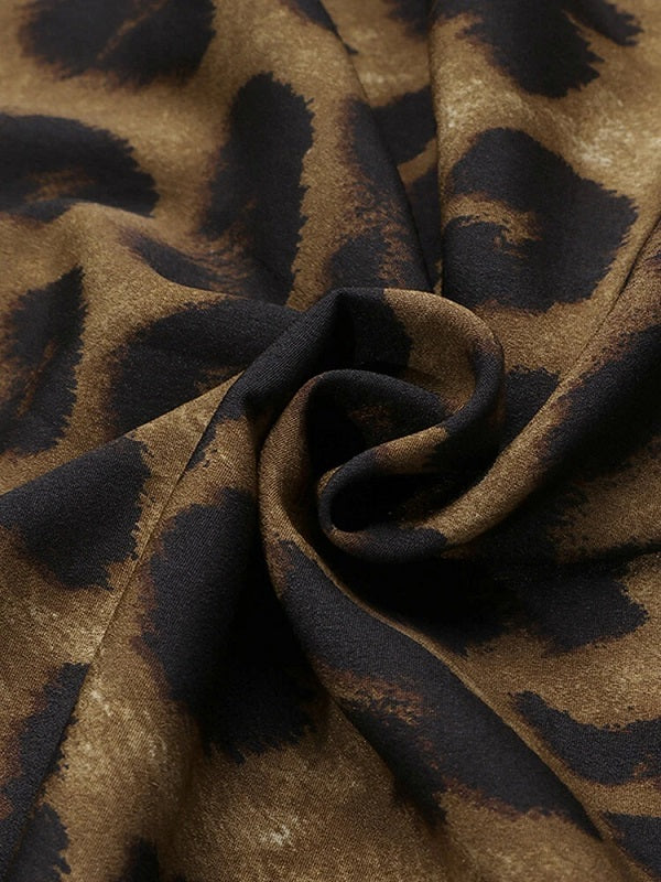Leopard Animal Print Sleeveless High Low Hem Maxi Dress