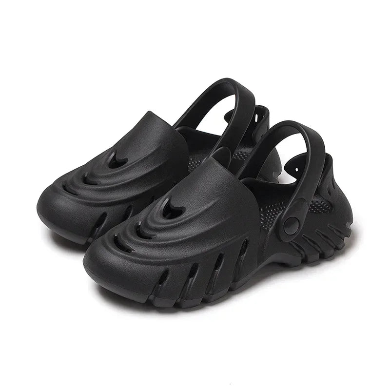 Light Non-Slip Openwork Hole EVA Slippers Man Outdoor Flat Sandals Breathable Beach Flip-flops Massage Comfort Shoe