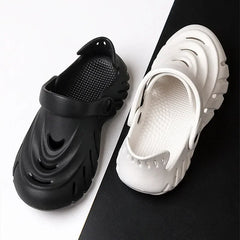 Light Non-Slip Openwork Hole EVA Slippers Man Outdoor Flat Sandals Breathable Beach Flip-flops Massage Comfort Shoe