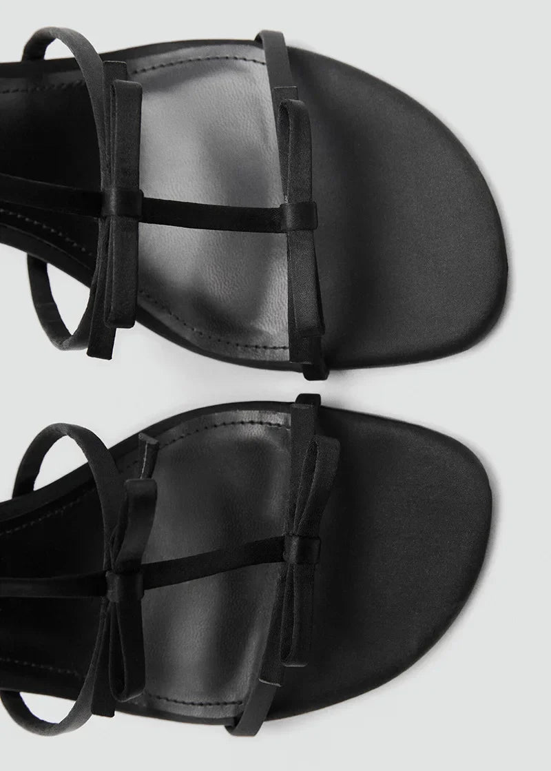 Lolita Style Bow-Adorned Slippers Open-Toe Thin High Heel