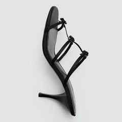 Lolita Style Bow-Adorned Slippers Open-Toe Thin High Heel