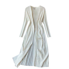 Long Cardigan Elastic Slim Solid Sweater Korean Chic Splice Pleated Outwear
