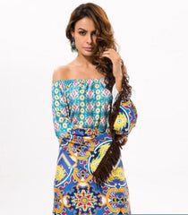 Long Sleeve Fringe Artwork Printed Dress
