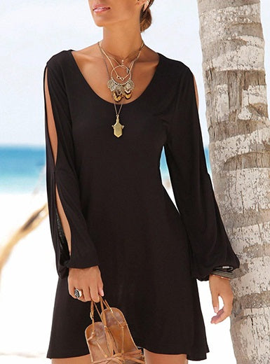Long Sleeve Mini-Length Flowing Dress