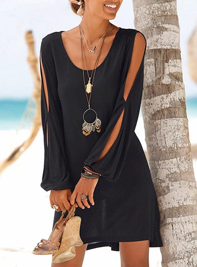 Long Sleeve Mini-Length Flowing Dress