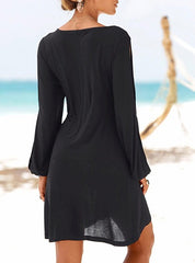 Long Sleeve Mini-Length Flowing Dress