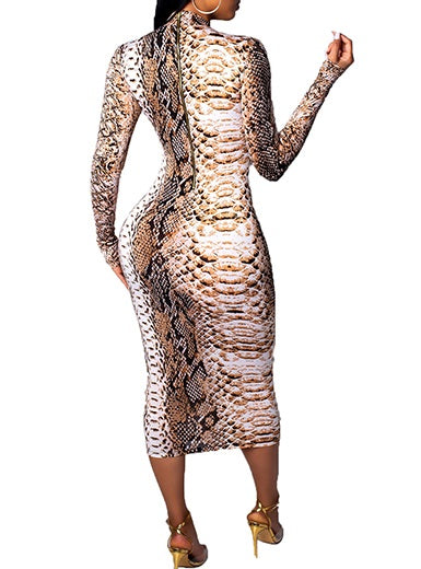 Long Sleeve Printed Bodycon Dress