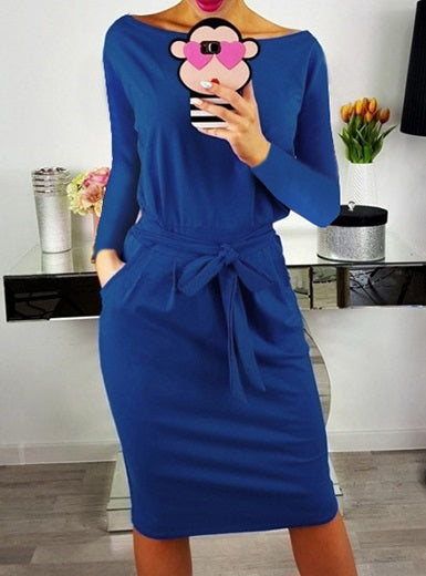 Long Sleeve Sash Tie Dress