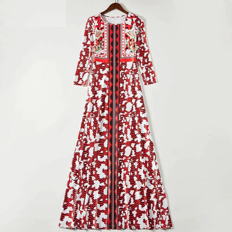 Long Sleeve Vintage Comfortable Elastic Robe Maxi Dress