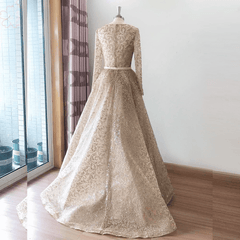 Long Sleeves Sequin Glitter Detachable Evening Night Party Dress