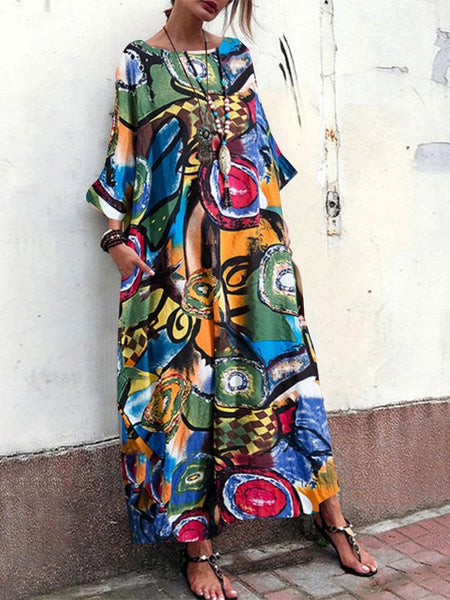 Long Sleeves Polyester Floor Length Maxi Dress