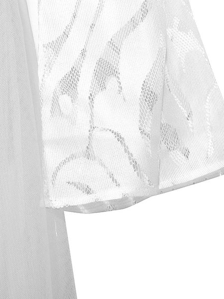 Long Sleeves V Neck Polyester Floor Length Dress