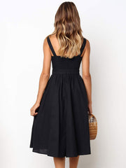 Casual Long Sleeveless Straps Solid Casual Dress