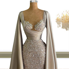 Long Train Prom Party Gown Luxury Formal Dress