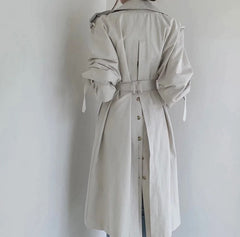 Long Trench Coat Loose Open Fork Slim High Waist Windbreakers