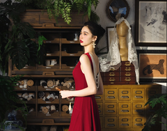 Luxury Backless Standard Prom Velvet Sleeveless Floor Length Dress
