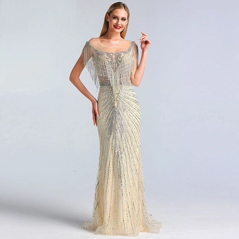 Luxury Beading Tassel Evening Dresses