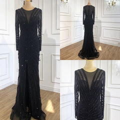 Luxury Beading V-Neck Split Evening Party Dresses