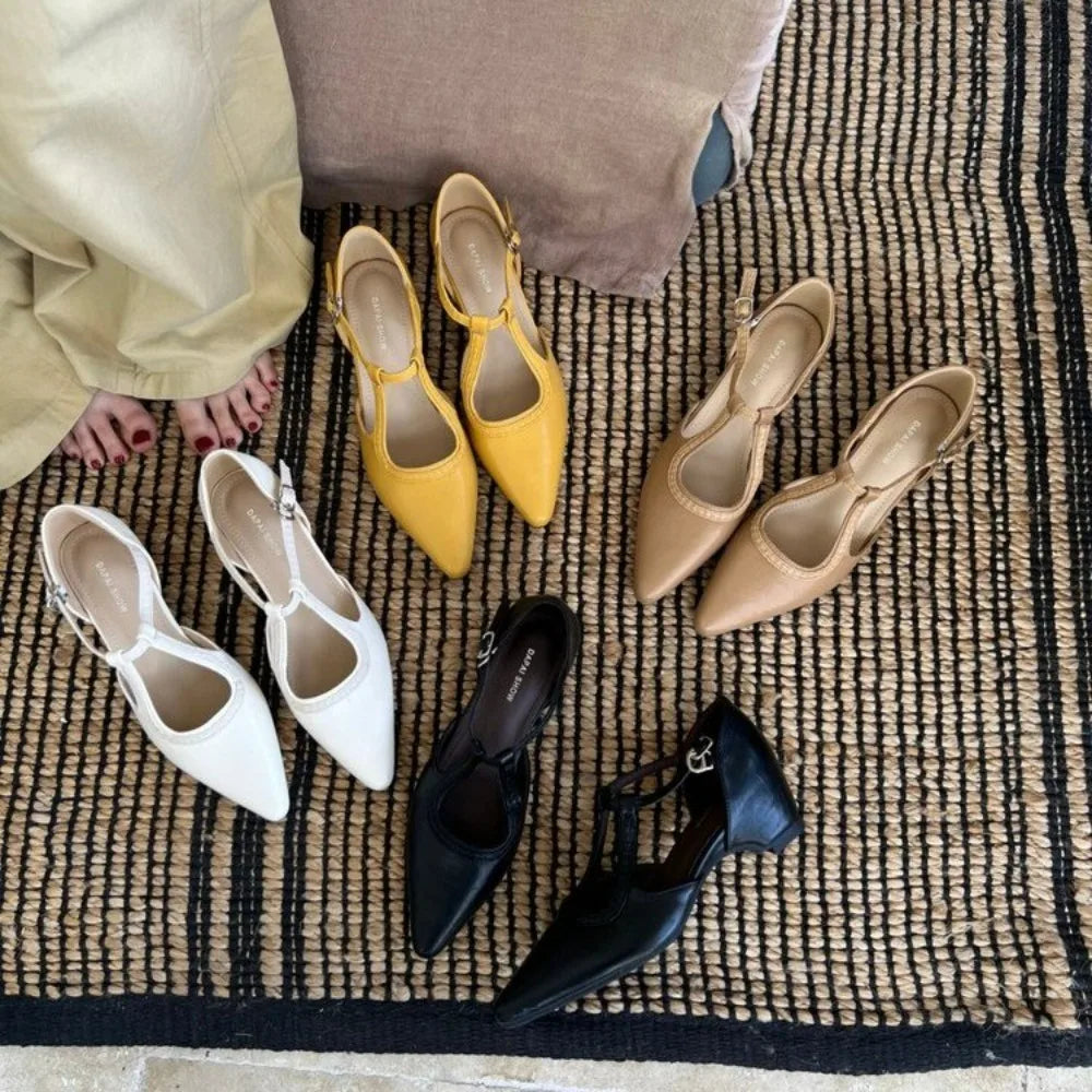 Luxury Designer French Pointed-toe Mary Jane Shoes
