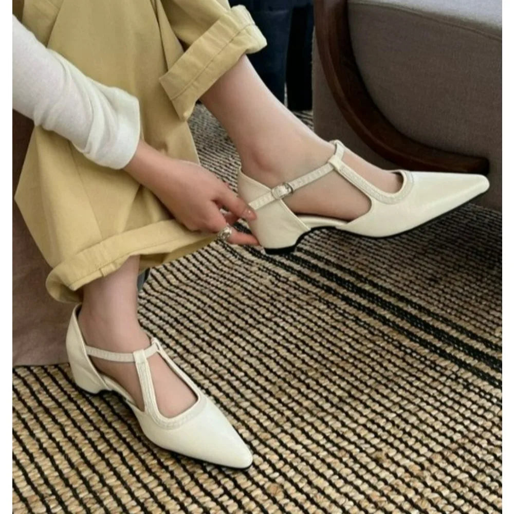 Luxury Designer French Pointed-toe Mary Jane Shoes
