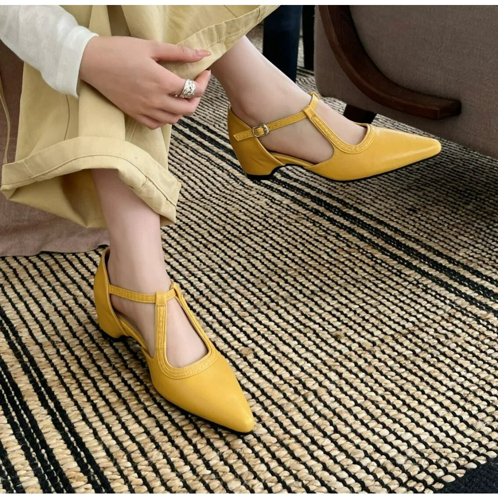 Luxury Designer French Pointed-toe Mary Jane Shoes