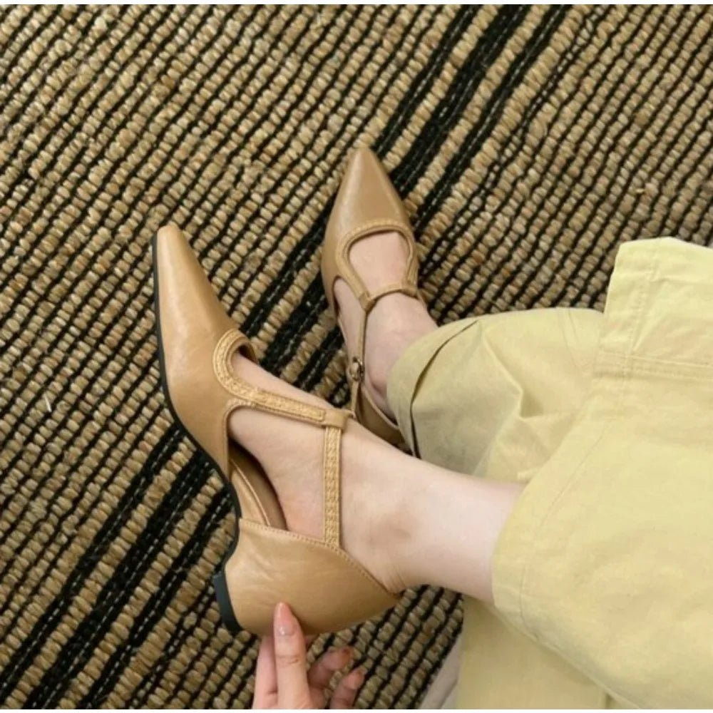 Luxury Designer French Pointed-toe Mary Jane Shoes