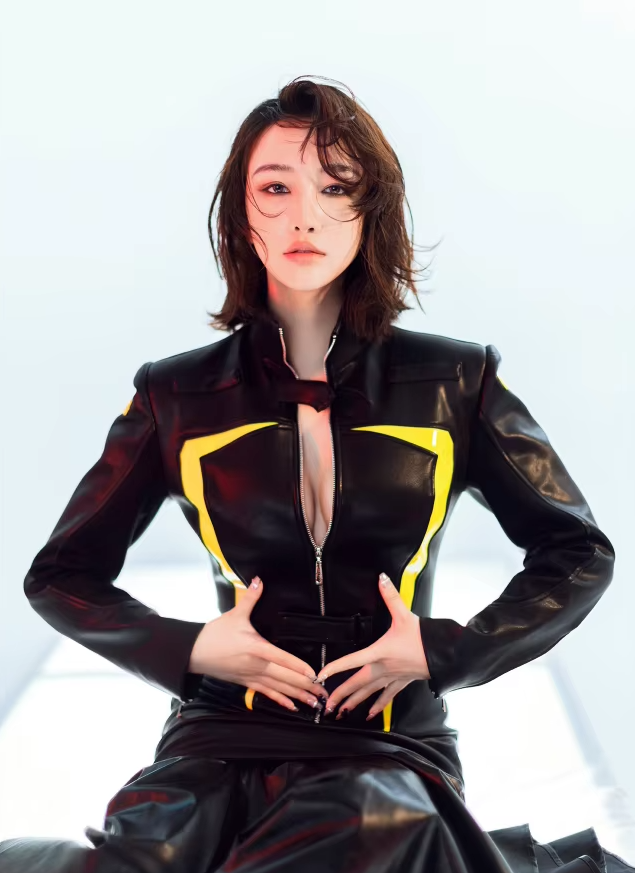 Luxury Designer Patchwork Full Sleeve Faux Leather High Street Mini Dress