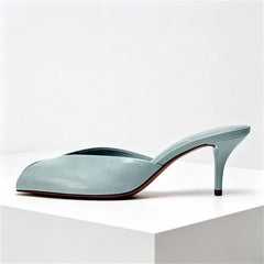 Luxury Designer Patent Leather Slippers Peep Toe Stiletto Slide Sandals Elegant High Heel