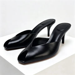 Luxury Designer Patent Leather Slippers Peep Toe Stiletto Slide Sandals Elegant High Heel