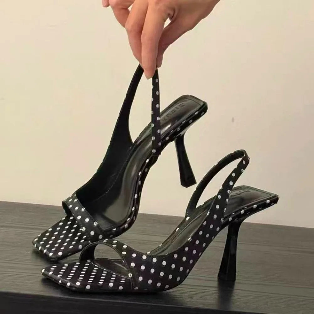 Luxury Designer Brand Sandal Shallow Square Toe Slip on Gladiator Shoes