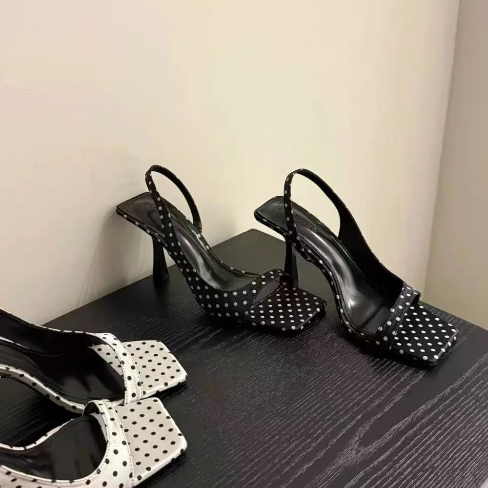 Luxury Designer Brand Sandal Shallow Square Toe Slip on Gladiator Shoes