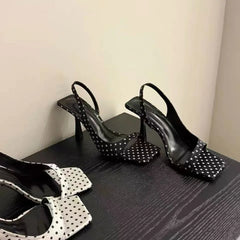Luxury Designer Brand Sandal Shallow Square Toe Slip on Gladiator Shoes