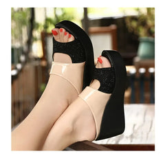 Luxury Designer Platform Slippers Wedge Ladies Flip Flops High Heel