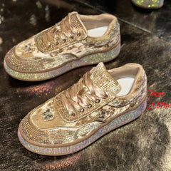 Luxury Designer Sneakers Outdoor Platform Female Sneakers Luxury Rhinestone Ladies Shoes