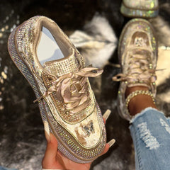 Luxury Designer Sneakers Outdoor Platform Female Sneakers Luxury Rhinestone Ladies Shoes