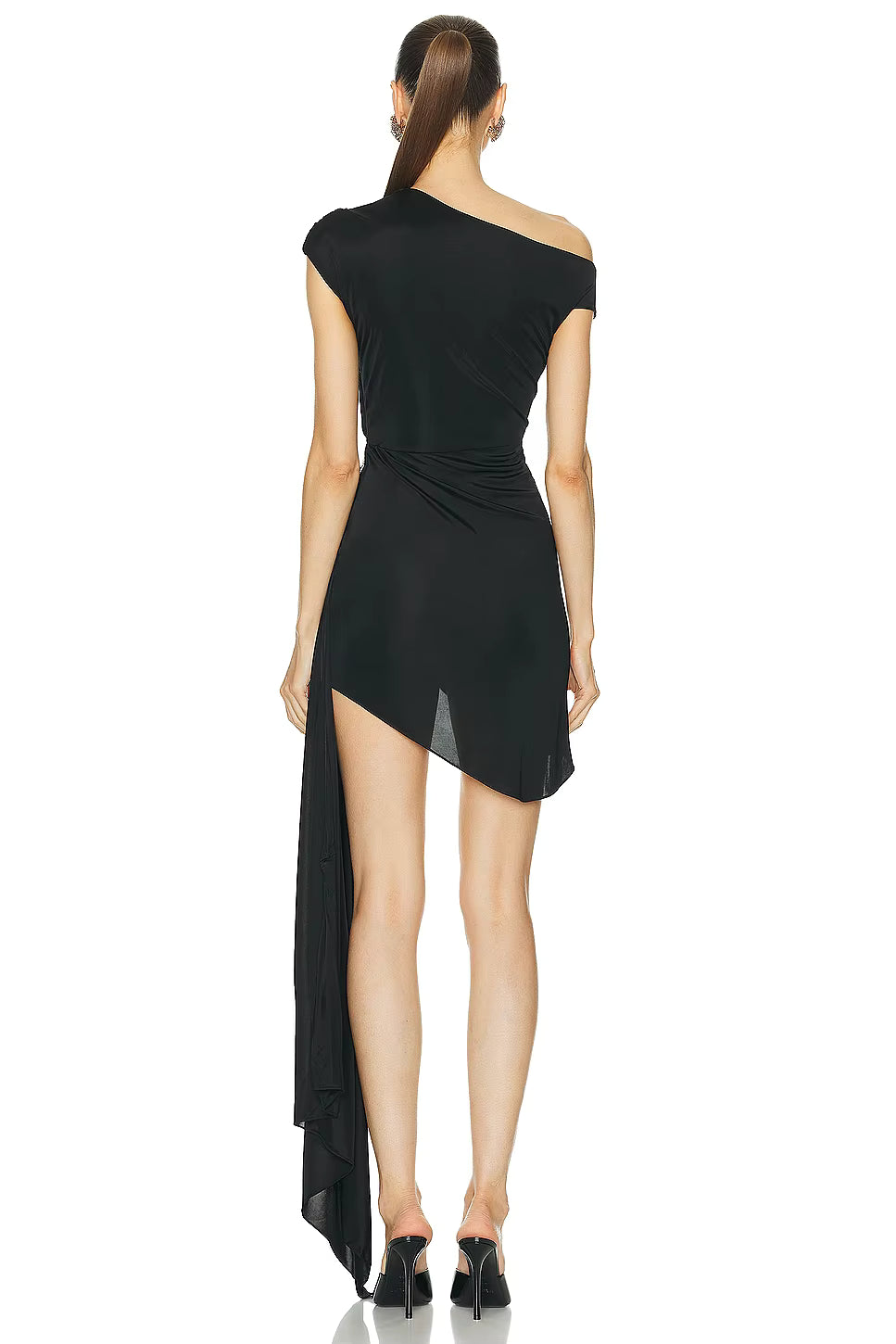 Luxury Diamond Flower One Shoulder Draped Bodycon Bandage Mini Dress