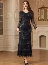 Luxury Elaborate Sequin Ankle-Length Beaded Prom Maxi Dresses