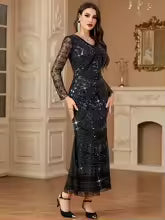Luxury Elaborate Sequin Ankle-Length Beaded Prom Maxi Dresses
