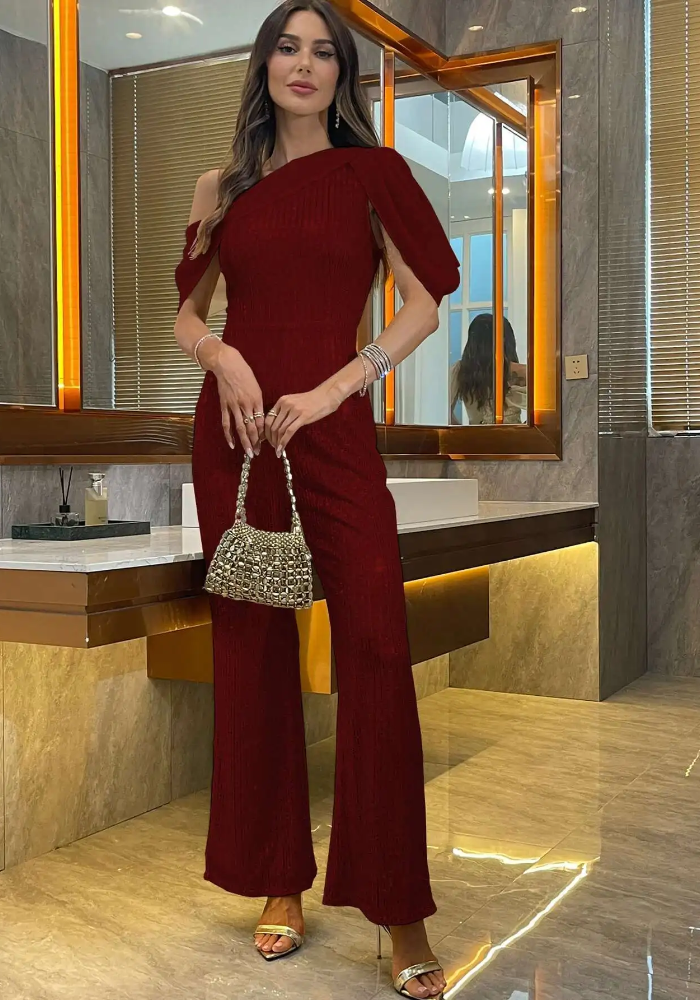 Luxury Elegant Backless  One-Shoulder Pants One Pieces Romper Jumpsuit