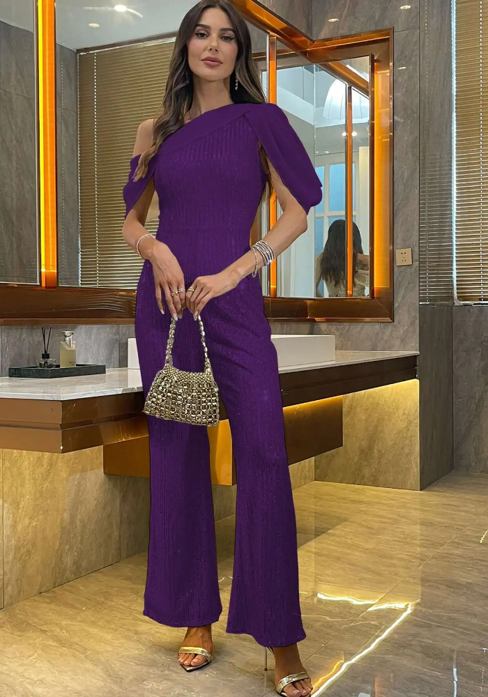 Luxury Elegant Backless  One-Shoulder Pants One Pieces Romper Jumpsuit