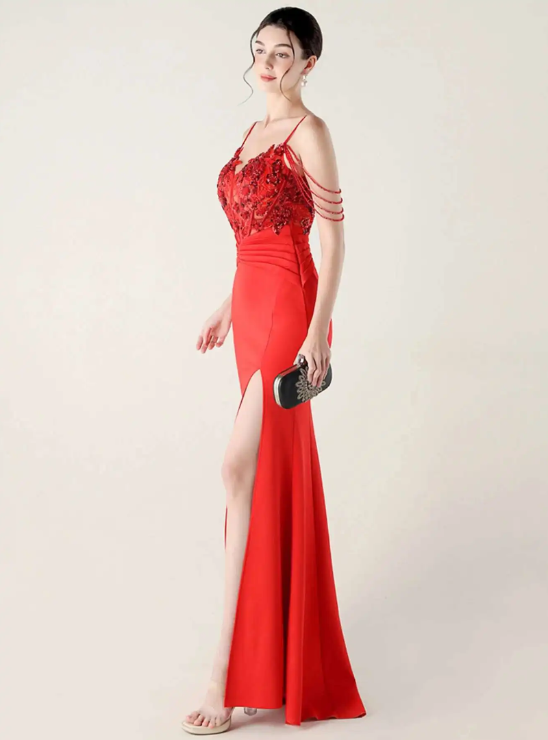 Luxury Elegant Backless Sleeveless  Erotic Vestidos Split Prom Party long Dresses