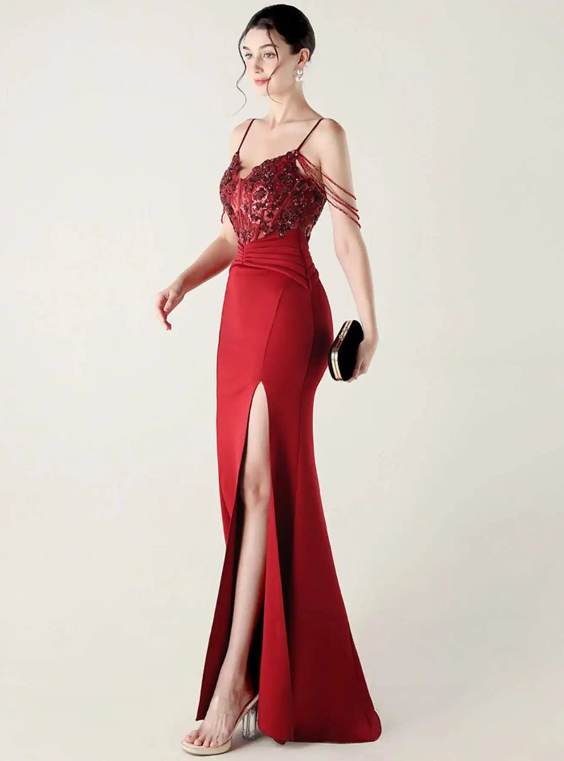 Luxury Elegant Backless Sleeveless  Erotic Vestidos Split Prom Party long Dresses