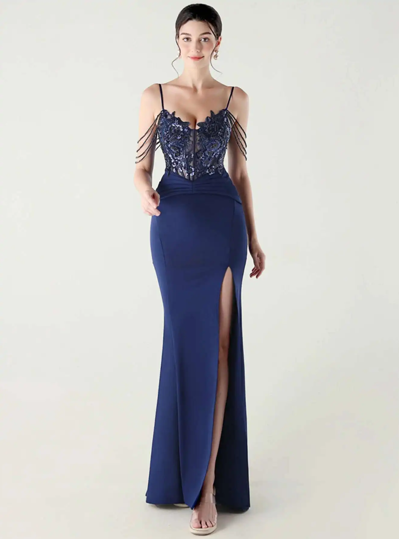 Luxury Elegant Backless Sleeveless  Erotic Vestidos Split Prom Party long Dresses
