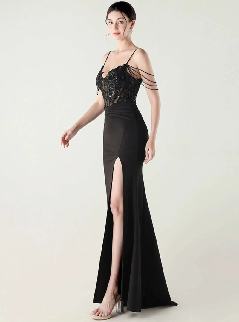 Luxury Elegant Backless Sleeveless  Erotic Vestidos Split Prom Party long Dresses
