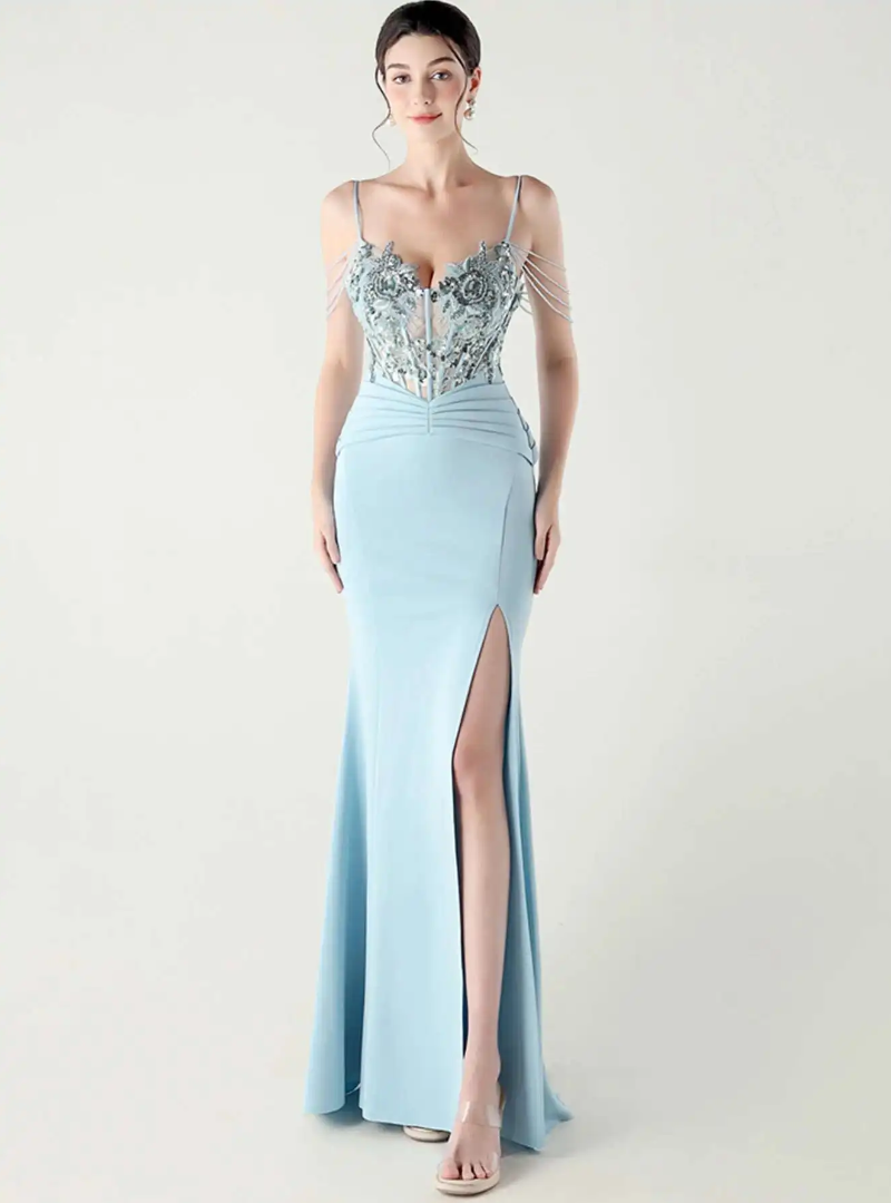 Luxury Elegant Backless Sleeveless  Erotic Vestidos Split Prom Party long Dresses