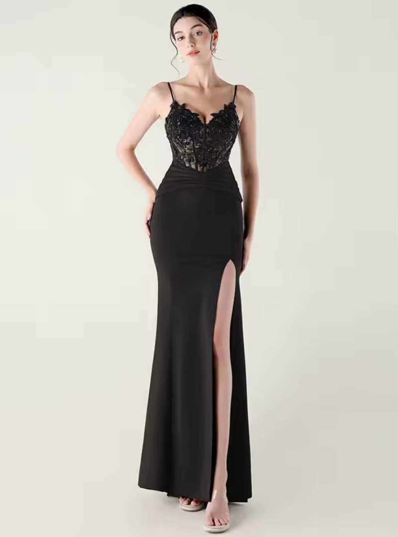 Luxury Elegant Backless Sleeveless Squint Vestidos Split Prom Party Dresses