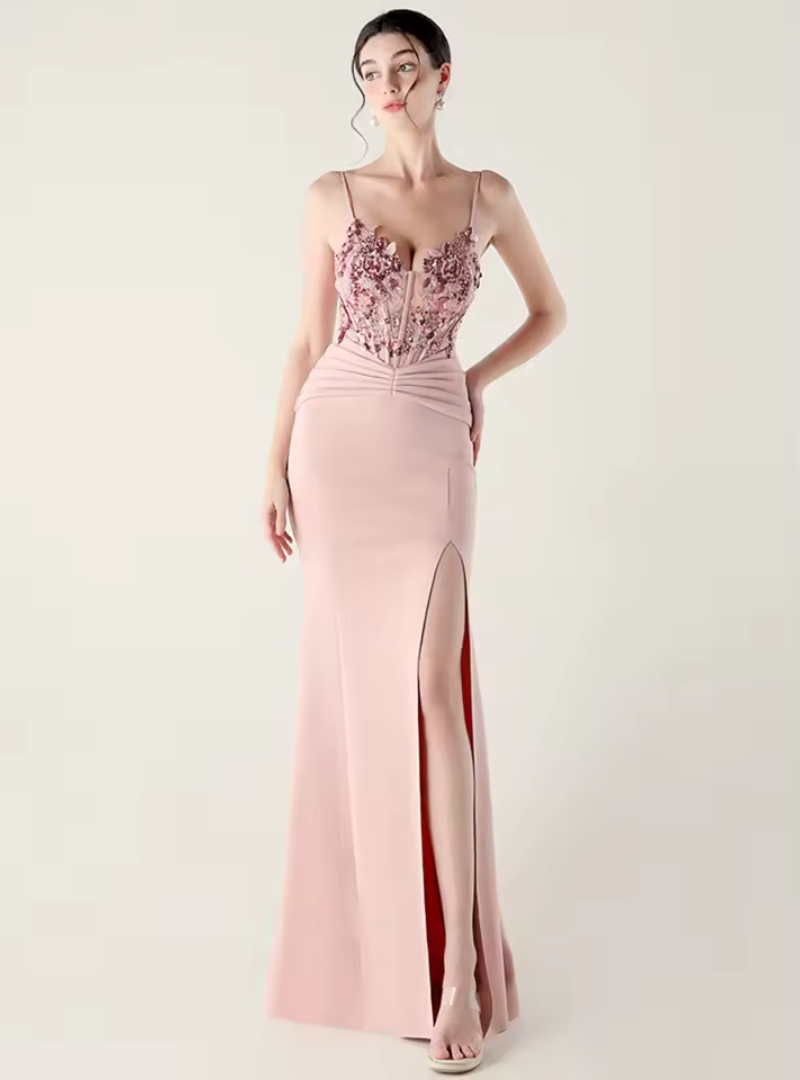 Luxury Elegant Backless Sleeveless Squint Vestidos Split Prom Party Dresses