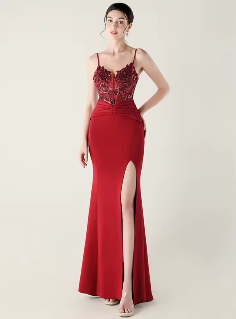 Luxury Elegant Backless Sleeveless Squint Vestidos Split Prom Party Dresses
