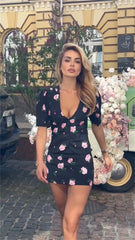 Luxury Elegant Printed V-Neck Cardigan Top High Waisted Skirt Set
