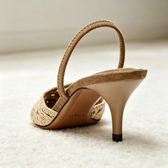 Luxury Embroidered Flower Slingback Heel